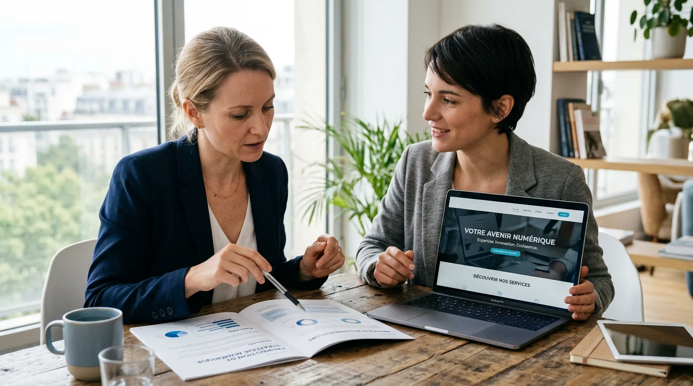 Agence de communication web : bien la choisir en 2026 2 Choix d'une agence de communication web lors d'un rendez-vous conseil
