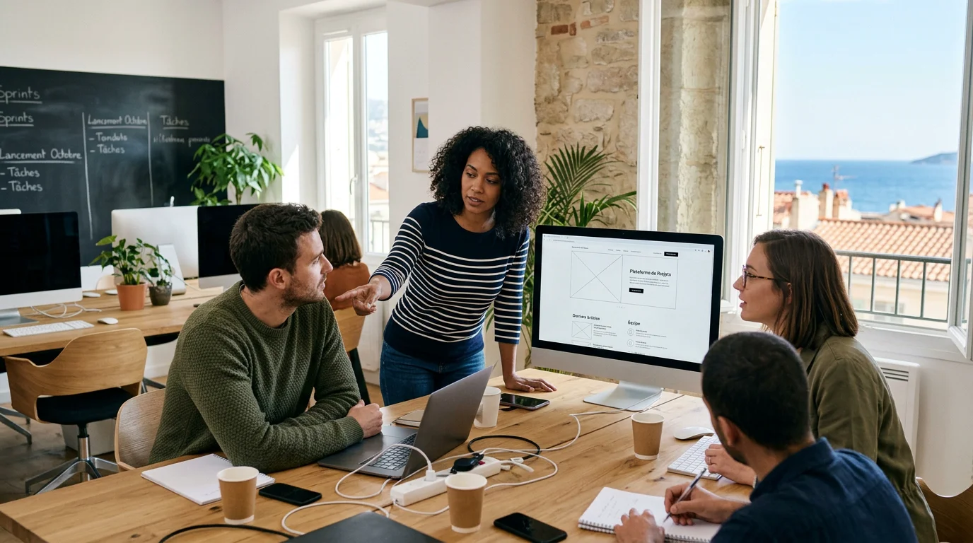 article-34d789b9-9c9f-4d05-9058-565b574a6bf7-img-0 Équipe européenne d'une agence de développement web sur mesure au travail