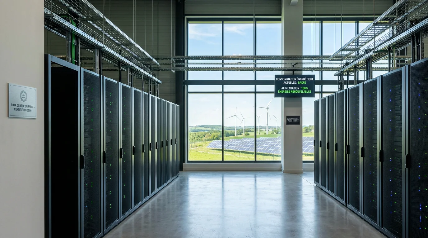 Site web éco-responsable : le guide complet en 2026 2 Centre de données alimenté par des énergies renouvelables en France