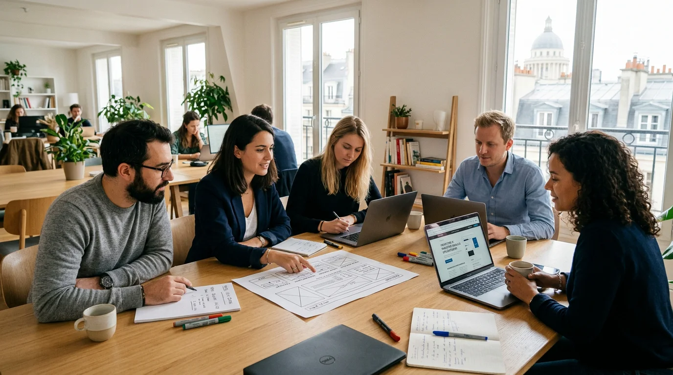 Agence web française : comment bien la choisir en 2026 1 Équipe d'une agence web française travaillant sur un projet digital