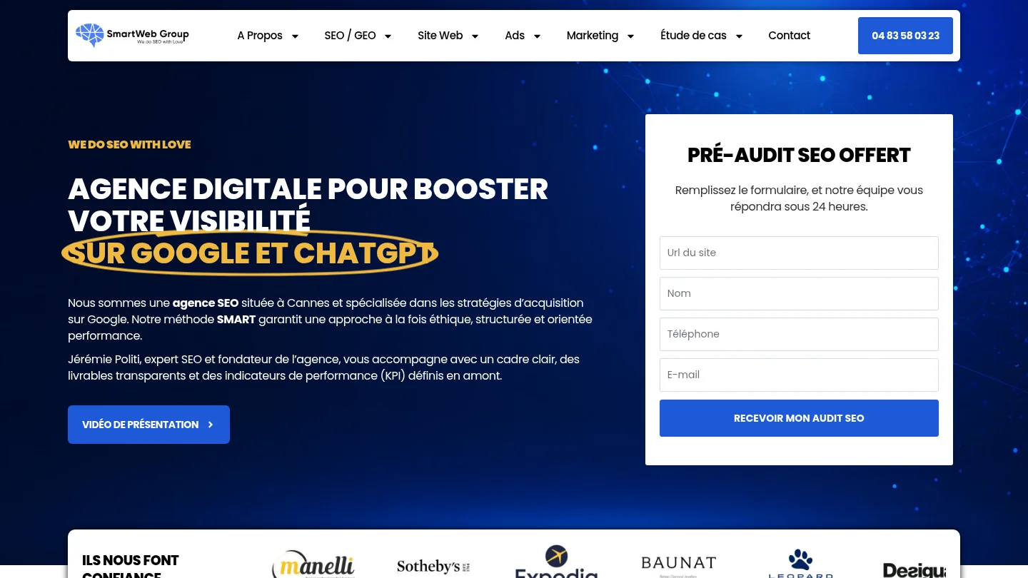 Meilleure agence SEO à Cannes en 2026 : notre sélection 6 SmartWeb Group