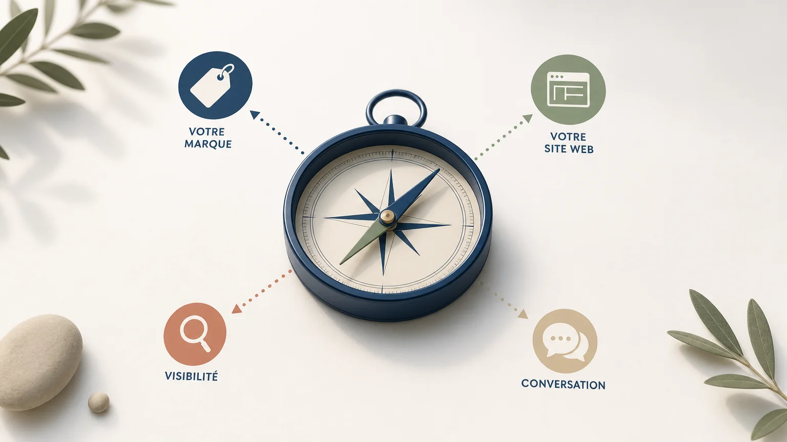 Boussole symbolisant le choix d’une agence de marketing digital
