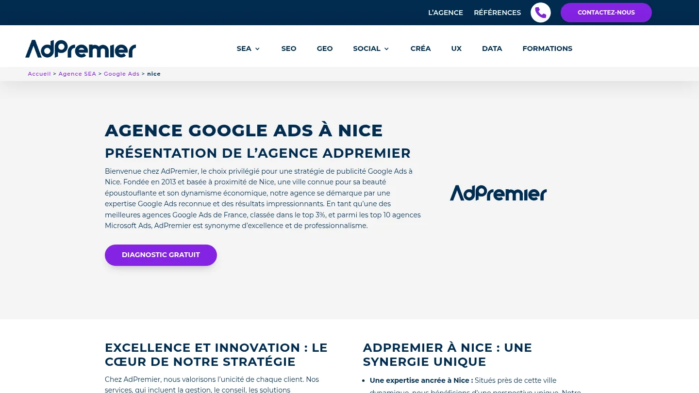 Meilleure agence Google Ads à Nice en 2026 : notre sélection 2 AdPremier