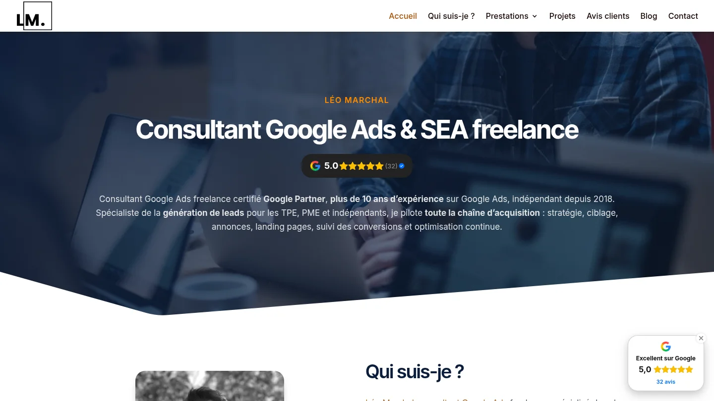 Agence ou consultant Google Ads sur la Côte d’Azur : sélection 2 Léo Marchal